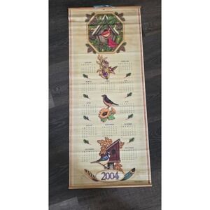 Dan Morris Bamboo Wall Calendar Scroll 2003 2004 Tan Bird Nature Art 12x30